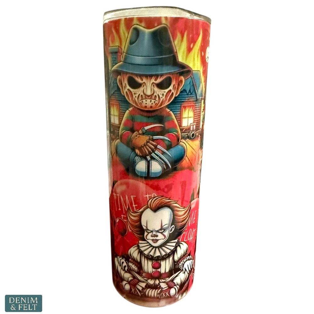 Horror Movie Characters 20oz Skinny Tumbler Cup Halloween Stainless Steel NEW - Picture 4 of 11